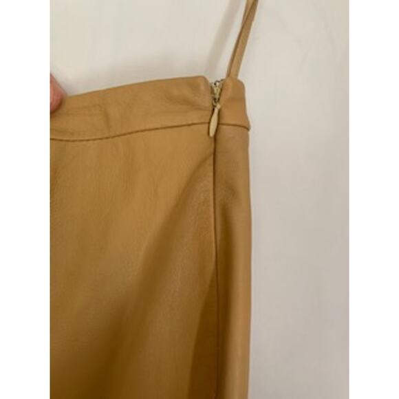 Kasper 10 Petite Genuine Leather Women's Skirt Lined Golden Yellow - Picture 2 of 5